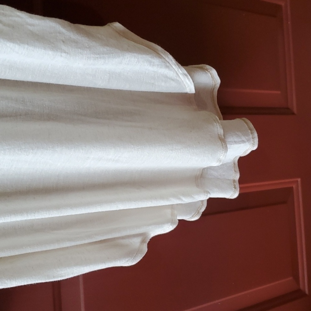 Free People creme blouse  red needlework stripe Lace inset Hi Lo Size medium NWT - Picture 9 of 14